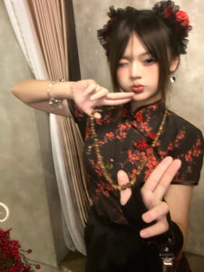 New Chinese Style Cheongsam Dress Halloween Christmas Cosplay Uniform Soft Girl Maid Skirt Short Cheongsam Daily Wear