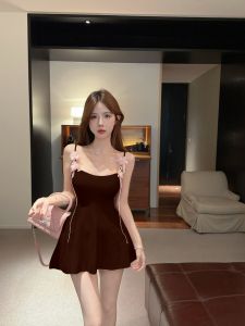 GUZILIAN | Korean Style Sweet Strapless Knitted Vest A-Line Top Womens Summer Outerwear Slimming Floral Print Sleeveless Fashionable