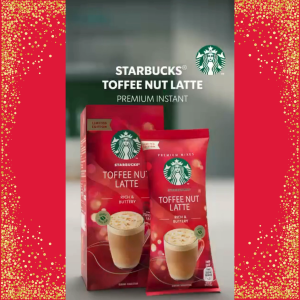 Starbucks Toffee Nut Latte Premium Christmas Instant Coffee Mix 4 Sticks 92g