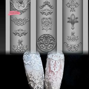 1 Khuôn Làm Móng Tay Silicon Hình Hoạt Hình Giáng Sinh Phong Cách Baroque Pháp 3D Nổi Cao Trong Suốt Trang Trí Móng Tay Tự Làm