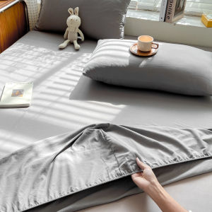 Alls Wonderland Plain Fitted Bedsheet With Garter Soft Fittedsheet Solid Color Mattress Cover Pink/Grey/Blue Single/Queen/King Bed Sheet