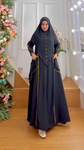 BISA COD Set Gamis Syari Kombinasi Lis Kode FARZA Bahan Kringkel Premium By Ory AjeZas Collection