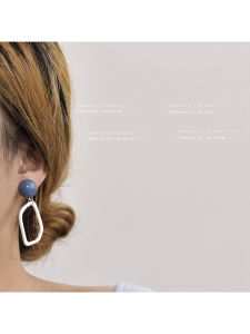 Hoa Tai Acrylic Rỗng Hình Học Ngọt Ngào Cho Nữ 925 Bạc Kim Đơn Giản Thanh Lịch Trang Sức Tai Thời Trang Mới Về