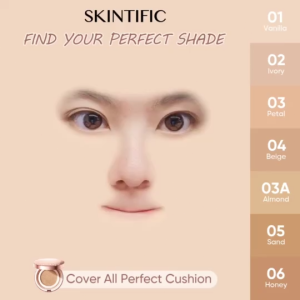 SKINTIFIC Cover All Perfect Air Cushion Foundation 11g (Refillable Compact) – SPF35 PA++++ Physical-Chemical Sunscreen + 5X Ceramide + Centella + Hyaluronic Acid Medium-Full Cover Semi-Matte Cushion
