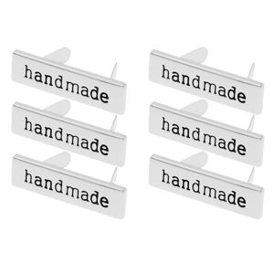 6/12PCS Handmade Metal Labels Rectangle Alloy Tags for Clothes Jeans Shoes Bags HandMade Labels DIY Crafts Hardware Sewing Item