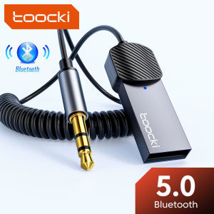 Toocki รถ3.5มม. บลูทูธ5.0อะแดปเตอร์เต้ารับแฮนด์ฟรีชูดอุปกรณ์บลูธูทรถ AUX Audio 3.5มม. แจ็คสเตอริโอเพลงเครื่องรับสัญญาณไร้สายสำหรับรถยนต์