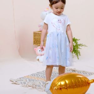 Váy bé gái công chúa Elsa BOMINES họa tiết xinh xắn cho bé 3- 10 tuổi khoảng 12- 30kg DTNELSATRAITIM3D