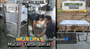 FOLDABLE TABLE/ MEJA LIPAT STAINLESS STEEL /不锈钢折叠桌子/PORTABLE BANQUET TABLE/DINING/CANTEEN/READING/DESK/KITCHEN EQUIPMENT