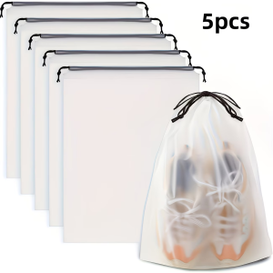 5 Piece Travel Shoe Bag 39.88cm X 29.97cm Clear Travel Shoe Bag Packaging Large Portable Drawstring Travel Bag