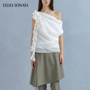 Cello Sonata | Asymmetric Halterneck Flounce Sleeveless Tank Top