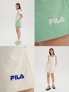 FILA CORE WHITE LINE Womens Woven Shorts (White / Green)