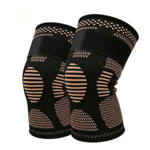 New Sports Knee Brace with Compression Copper Straps Non-Slip Elastic Warm Nylon Knit Protective Gear for Outdoor Cycling
