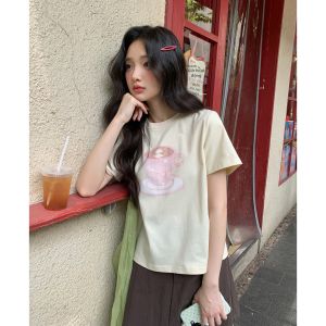 Mixd | Áo Thun Nữ Mới Mùa Hè In Hình Mơ Đào Cổ Tròn Tay Ngắn Kiểu Dáng Rộng Thời Trang