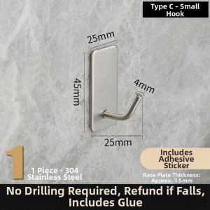 Besee | No-Trace Strong Adhesive Hooks Stainless Steel