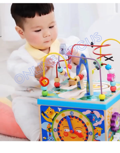 Wooden 5 in 1 Activity Cube Alphabet / Clock / Shape / Matching Learning Toys for Toddler kids Educational Toy Tr