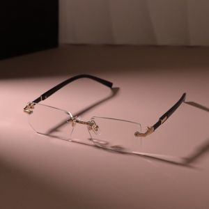 [Chic Rectangle Glasses for Men] Chic Rimless Rectangle Glasses for Men & Women - Vintage-Inspired Clear Lens Zinc Alloy Frame