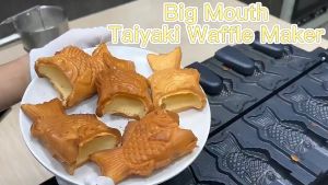 เครื่องทำวาฟเฟิลโคนไทยากิ รูปปลาใส่ไอศกรีมได้ เตาอบขนมรูปปลา6ตัว มีพร้อมส่ง