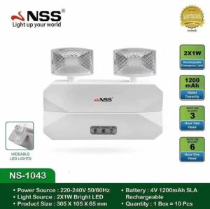 NSS Automatic Emergency Light NS-1043 with 1200mAh Battery and 2 LED Heads ( CLEARANCE SALE )