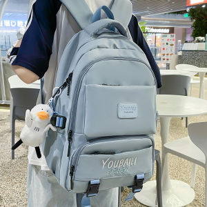 Large Capacity School Bag for Girls Middle School Students Anti-Pressure Back Support Casual Simple Style Double Shoulder Backpack