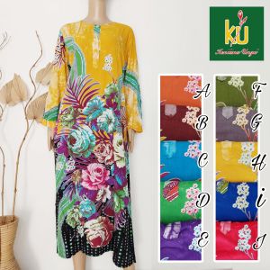 Daster Longdress Batik Kencana Ungu Label Hijau Asli Lengan Panjang Adem Murah Support Busui