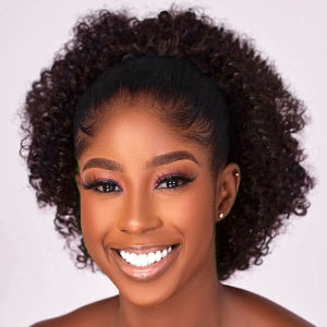 AfroพัฟKinky Curly Drawstringหางม้าBun Extensionสําหรับผู้หญิงสีดําสังเคราะห์สั้นAfro Kinkys Curly Afro Hairpieces