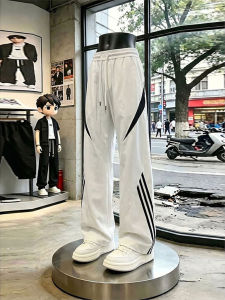 American Color-blocked Slant-cut Quick-dry Summer Thin Ice-silk Pants