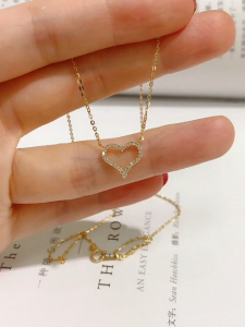 PAWNABLE 18k Saudi Gold Nasasangla Opal heart zircon pendant necklace womens gift hypoallergenic non tarnished