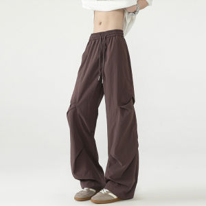 Quick Dry Work Trousers Mens Summer Thin American Paratrooper Loose Straight Casual Pleated Combat Pants Youth Fashion