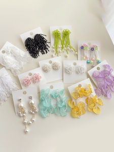 Handmade Beaded Flower Earrings French Holiday Style Slimming Face Effect Super Fairy Tale Tassel Earrings Fashionable Jewelry