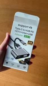 4 in 1 USB C hubs type C 3.0 adapter to 4K HDMI HDTV VGA USB 3.0 PD fast charge splitter for  notebook computer