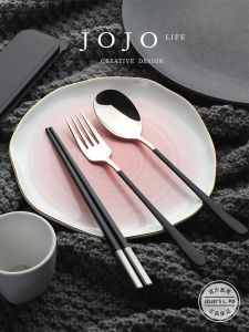 Portable Simple Design Cutlery Set Fork Spoon Chopsticks JOJOS L PD Poetic Metal Japanese Style Dining Utensils for Students