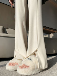 High Waist Fleece Lined Slim Fit Flared Pants for Women Casual Straight Leg Wide Leg Trousers City Walk Travel Daily Wear