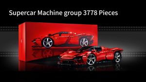 SUPERCAR 1:8 Bricks racing toy 3778pcs Large size model gift boy toy Red Super Buildingblock Car Model Build Blocks COD