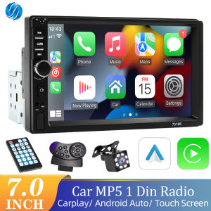 7“ 1 Din Car Radio Carplay Android Auto Multimedia Player HD Touch Screen FM AUX Input Bluetooth MirrorLink Universal Autoradio