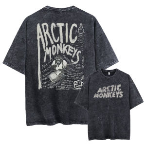 Retro Rock Arctic Monkeys Music Album Graphic T-Shrit Mens Vintage Washed Oversized Short Sleeve T Shirt Y2k Hip Hop Streetwear