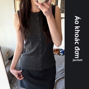 YUEZHONGWEI | Bộ Áo Vest Knit và Chân Váy Cao Waisted Trẻ Trung
