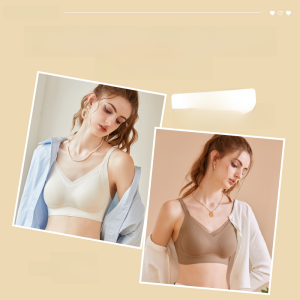 Luxury Nylon Bra for Young Women with Air Cushion Lining V-Shape Striped Pattern Fixed Double Shoulder Strap Anti-Sagging Sports Bra