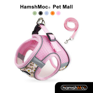 HamshMoc Adjustable Cat Harness and Leash Set Breathable Pet Harness Reflective with Quick Release Buckle Soft Handle Durable Leash for Cat