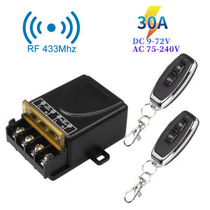 RF433Mhz Wireless Remote Control Smart Switch AC 75-220V/DC 9-72V 30A Relay On Off Receiver Transmitter For Water Pump Motor LED