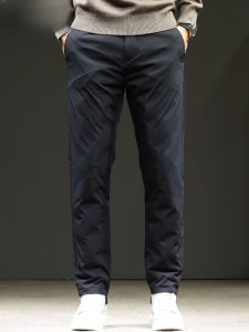 HENGYUANXIANG | Winter Thickened Mens Casual White Duck Down Thermal Outerwear Long Pants Fashionable Urban Style Youthful Energy Straight Leg