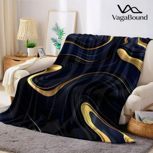 BILIBILI | navy gold marble Flannel Blanket Warm Soft Halloween Christmas Decorative Couch Warm Cozy All-Season Gift