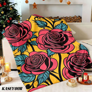 Beast Kingdom | Neon Rose Fantasy Winter Summer Flannel Blanket Throw Fleece Soft Fuzzy Plush Cozy Fleece Blankets for Sofa Ideal Gifts