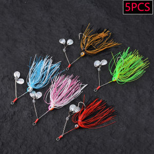 5pcs Rotating Compound Spinning Fishing Lure Chatterbait Artificial Bait Skirts Weedless Buzzbait Wobblers For Bass Pike Walleye
