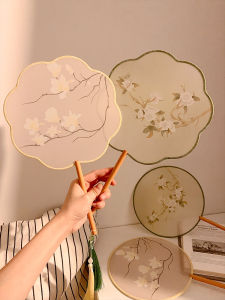 New Chinese Style Ancient Fan Summer Durable Portable National Fashion Cheongsam Hanfu Dance Long Handle Group Fan Women Photography Props