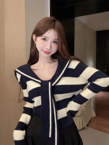 New 2025 Womens JK Uniform Knitted Set High Waist Pleated Skirt Two-Piece Suite Spring Autumn Sailor Suit Anti-Aging Knitwear
