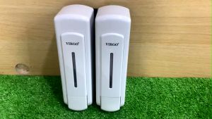 Hộp đựng xà phòng đôi KAG-HXPN68 màu trắng 330ml x 2 Chai sữa tắm Virgo chính hãng dầu gội đầu gắn tường nhấn êm siêu bền MẪU 2025