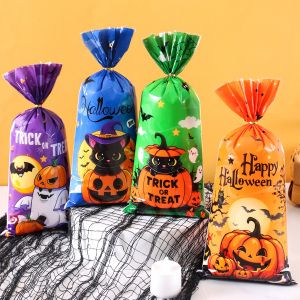 25/50/100pcs ฮาโลวีน Ghost Cat ของขวัญถุงขนมคุกกี้บรรจุภัณฑ์ถุงเคล็ดลับหรือรักษา 2025 Happy Halloween Party อุปกรณ์ตกแต่ง