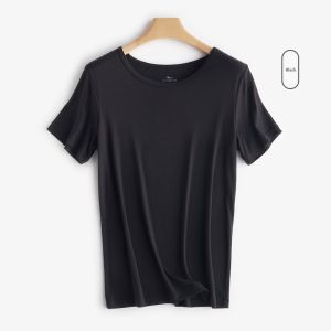 miiow | Slim Fit Modal Short Sleeve Round Neck Basic T-Shirt Cat Person Pure Color Summer New Style Underwear Top Comfortable Breathable