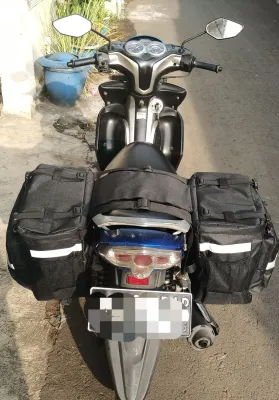 tas bagasi motor kanan kiri bonus rain cover