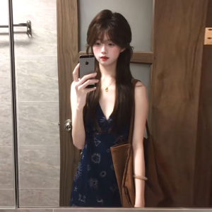 CHANGTONG | Đầm Ngắn Cao Cấp Retro V-Neck Dây Nơ Buộc eo